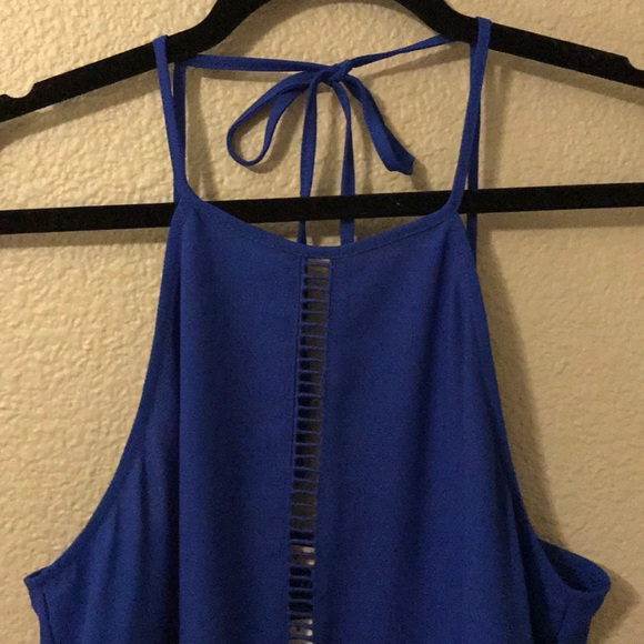 NWT Boutique Royal Blue Halter Tank Top w/ Cutouts - Picture 2 of 5